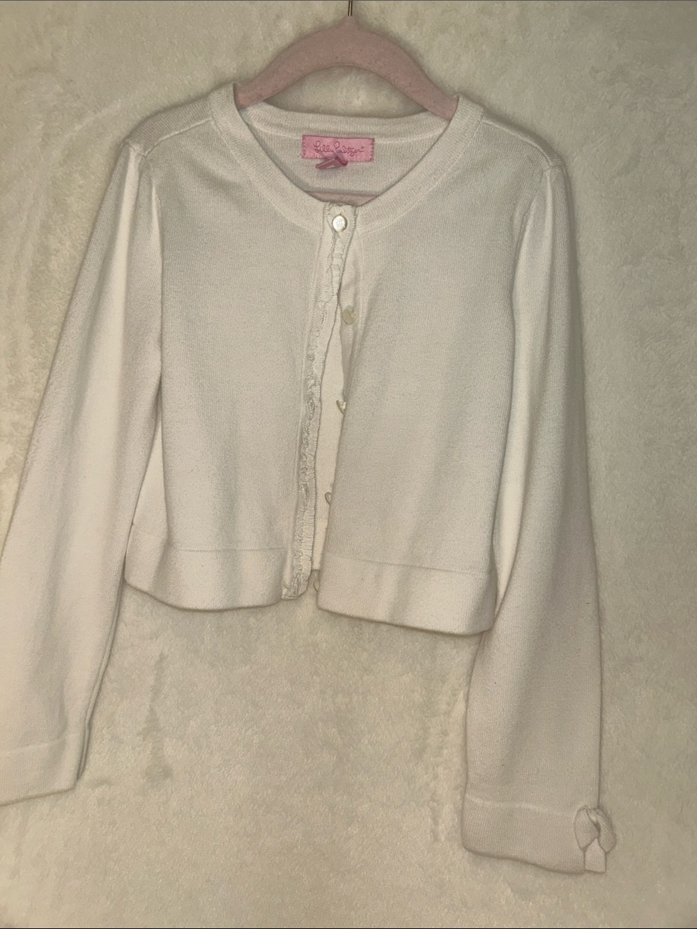 Lilly Pulitzer Kid’s Soft White Cropped Cardigan Sweater